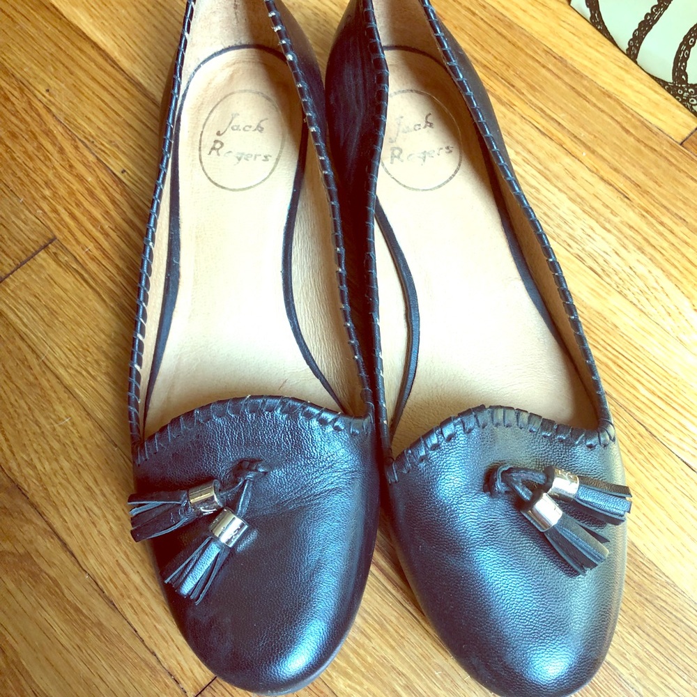 Jack Rodgers Black Leather Loafers Flats Sz 9 nine